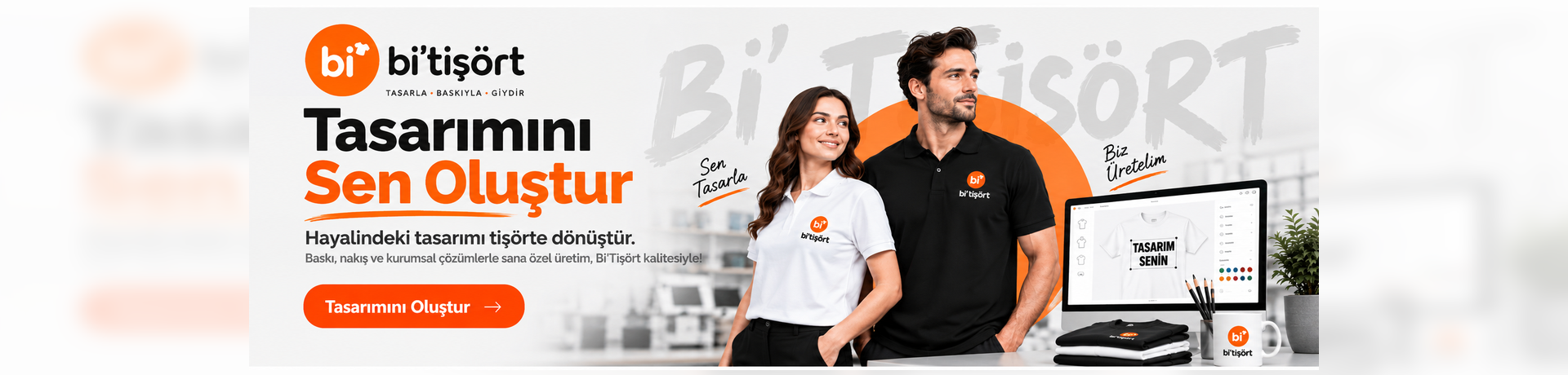 Bi'Tişört kişiye özel tasarım hero görseli