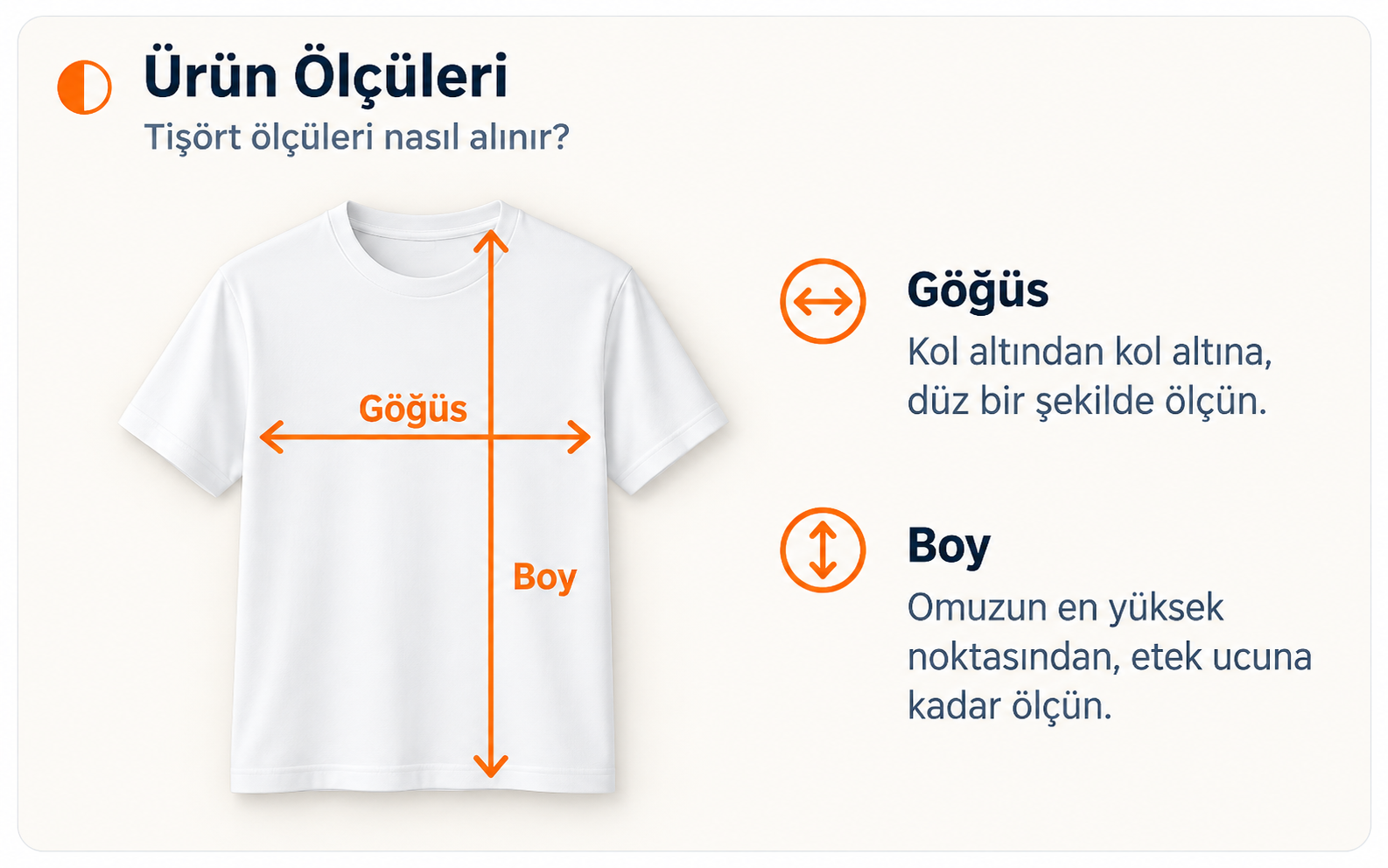 Ürün Ölçüleri — Tişört ölçüleri nasıl alınır? Göğüs ve boy ölçüm rehberi