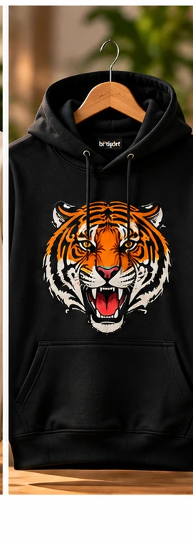 Siyah hoodie üzerinde DTF baskı