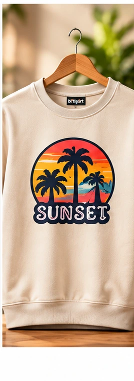 Açık renk sweatshirt üzerine DTF baskı