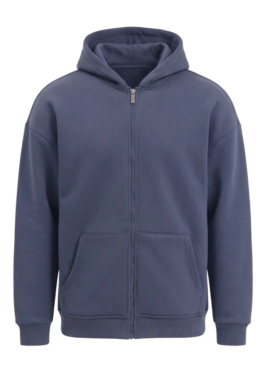 Tam Fermuarlı Sweatshirt – Fume (ön yüz)